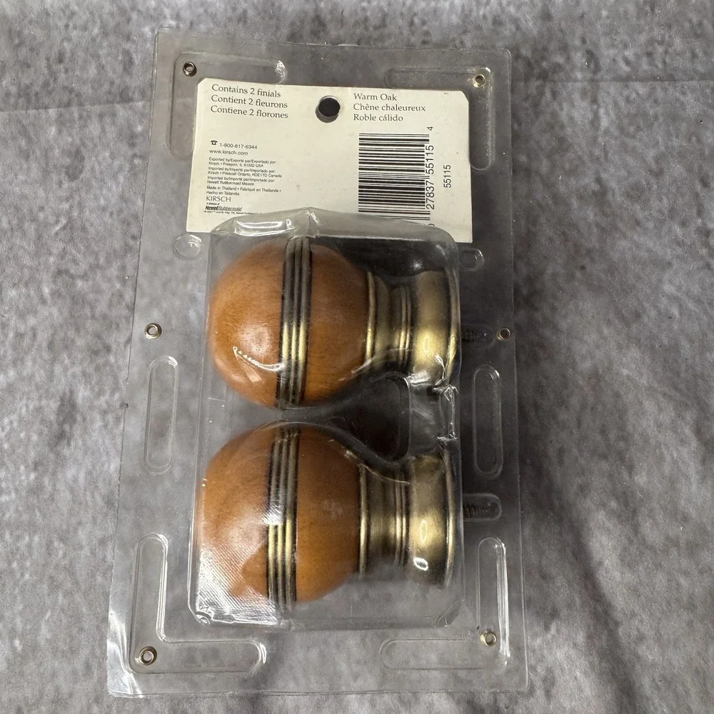 Kirsch Decorative Finials Wood Gold Ball Fits 1 3/8 Wood Pole Drapery Rod